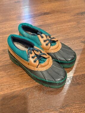 Women’s Teal and Brown Waterproof Duck Boots
